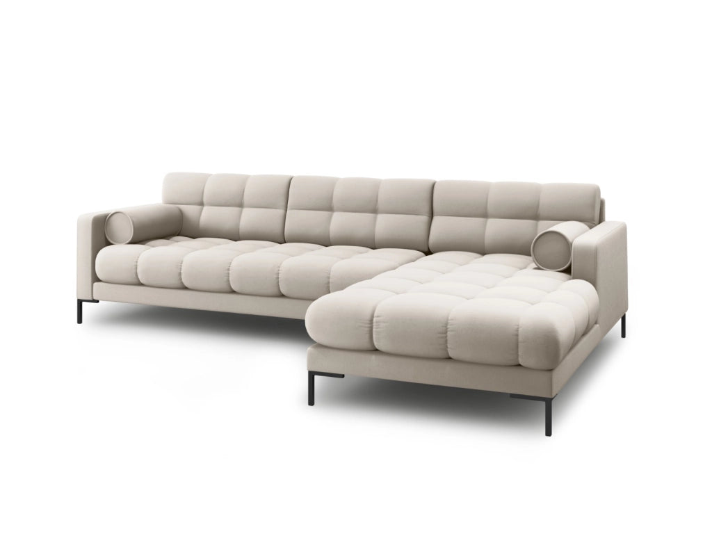 Cosmopolitan Design - Divano angolare destro "Bali" 5 posti in tessuto strutturato beige 