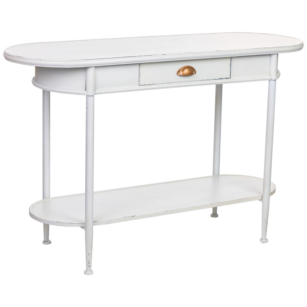 Mobili d'ingresso 1 cassetto e ripiano in metallo bianco 120x41x75h cm