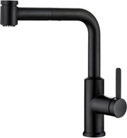 Kraan per cucina ad alta pressione, nero, estensibile con 2 getti d'acqua, maniglione 360° girevole, miscelatore per cucina nero con doccia, miscelatore cucina nero un-maniglia, miscelatore cucina nero con 360° di rotazione