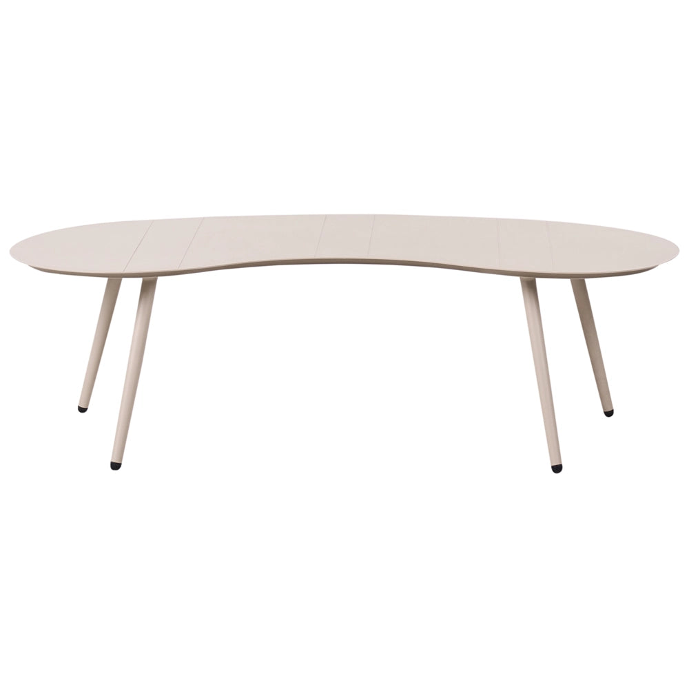 Set divani da giardino a 6 posti Divani con cuscini e tavolino Rivestimento in olefina Alluminio Idrorepellente Resistente ai raggi UV A forma di rene Beige