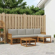 Set di divani da esterno 6 pcs Naturale e Grigio Chiaro 3385157