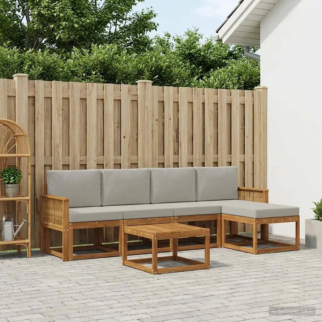 Set di divani da esterno 6 pcs Naturale e Grigio Chiaro 3385157