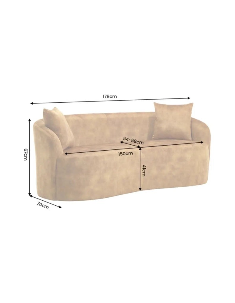 Divano dritto NYJY 2 posti in velluto - Giallo senape - 178 x 67 x 70 cm