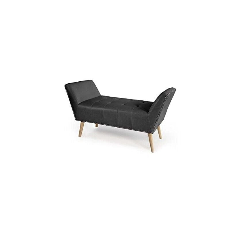PANCA IN SIMILPELLE CON GAMBE IN LEGNO 117 X 40 X 60 CM IN COLORE NERO