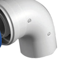 Curva 90 gradi coassiale maschio-femmina di d60-100 mm in acciaio e alluminio