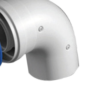 Curva 90 gradi coassiale maschio-femmina di d60-100 mm in acciaio e alluminio