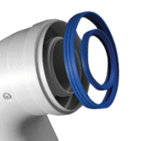 Curva 90 gradi coassiale maschio-femmina di d60-100 mm in acciaio e alluminio