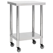 Tavolo da lavoro da cucina con ruote piano di lavoro gourmet spazio commerciale ristorante 60 x 60 cm acciaio inox 02_0001914