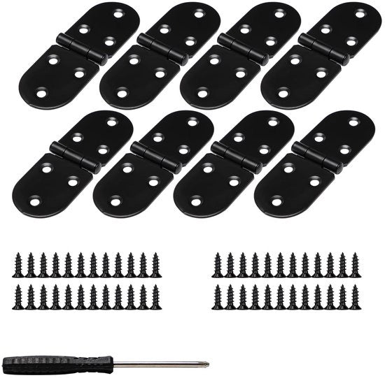 Serratura a battente 270 gradi - 8 pezzi - Ripiegabile - Serratura per porta - Acciaio freddo - Nero 82x28 mm