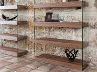 Ripiano in noce e vetro