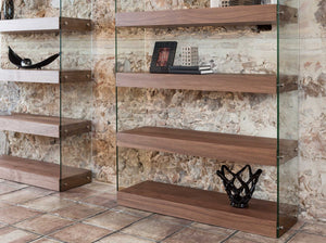 Ripiano in noce e vetro