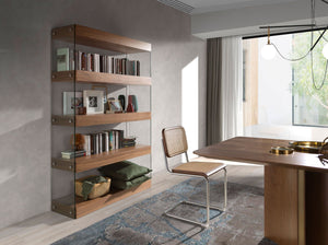 Ripiano in noce e vetro