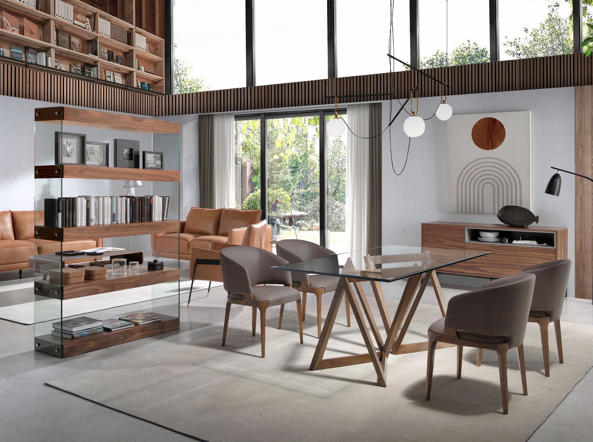 Ripiano in noce e vetro