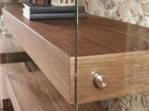 Ripiano in noce e vetro