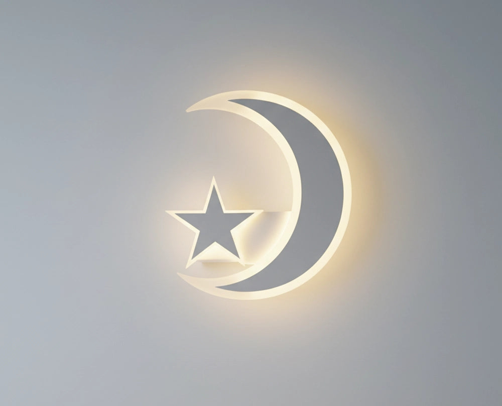 Applique LED da Parete 11W Design Luna e Stella Bianco – CCT Switch 3000K 4000K 6500K – 550 Lumen – Alluminio e Acrilico – Moderno per Cameretta, Soggiorno o Corridoio