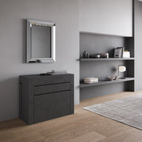 Consolle Tavolo Allungabile 90-302x42x75 cm Evolve Antracite Spatolato con Panca Inferiore e Superiore