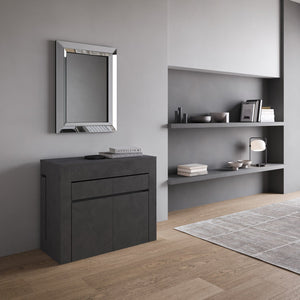 Consolle Tavolo Allungabile 90-302x42x75 cm Evolve Antracite Spatolato con Panca Inferiore e Superiore