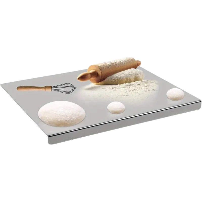 Spianatoia Tagliere in Acciaio Inox 304 per Impastare, con Tappeto Antiscivolo Omaggio 80x48 cm