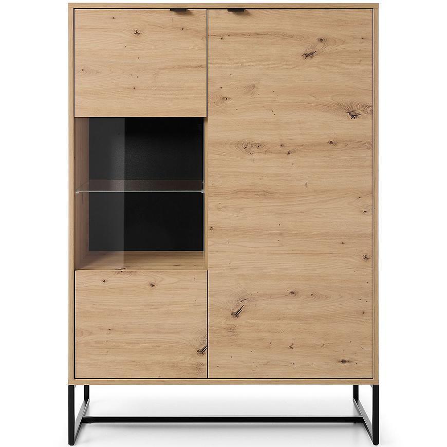 MOBILE VETRINA ARMADIO CREDENZA SOGGIORNO QUERCIA NERO 133x93x39cm AMBER