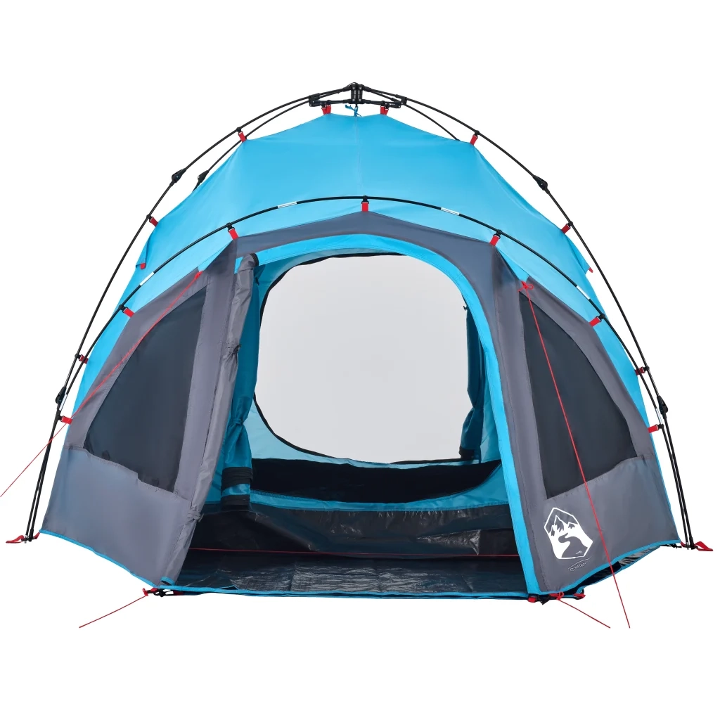Tenda a Cupola da Campeggio 3 Persone-Tenda per Escursionismo Blu a Rilascio Rapido 452421