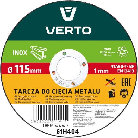 Topex 61h404 disco da taglio per er metallo 115 x 1,0 x 22,2 m ds