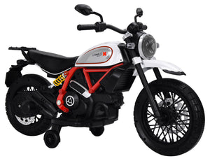 Moto Elettrica per Bambini Licenza Ufficiale Ducati Scrambler 12V 3,5Ah Bianco