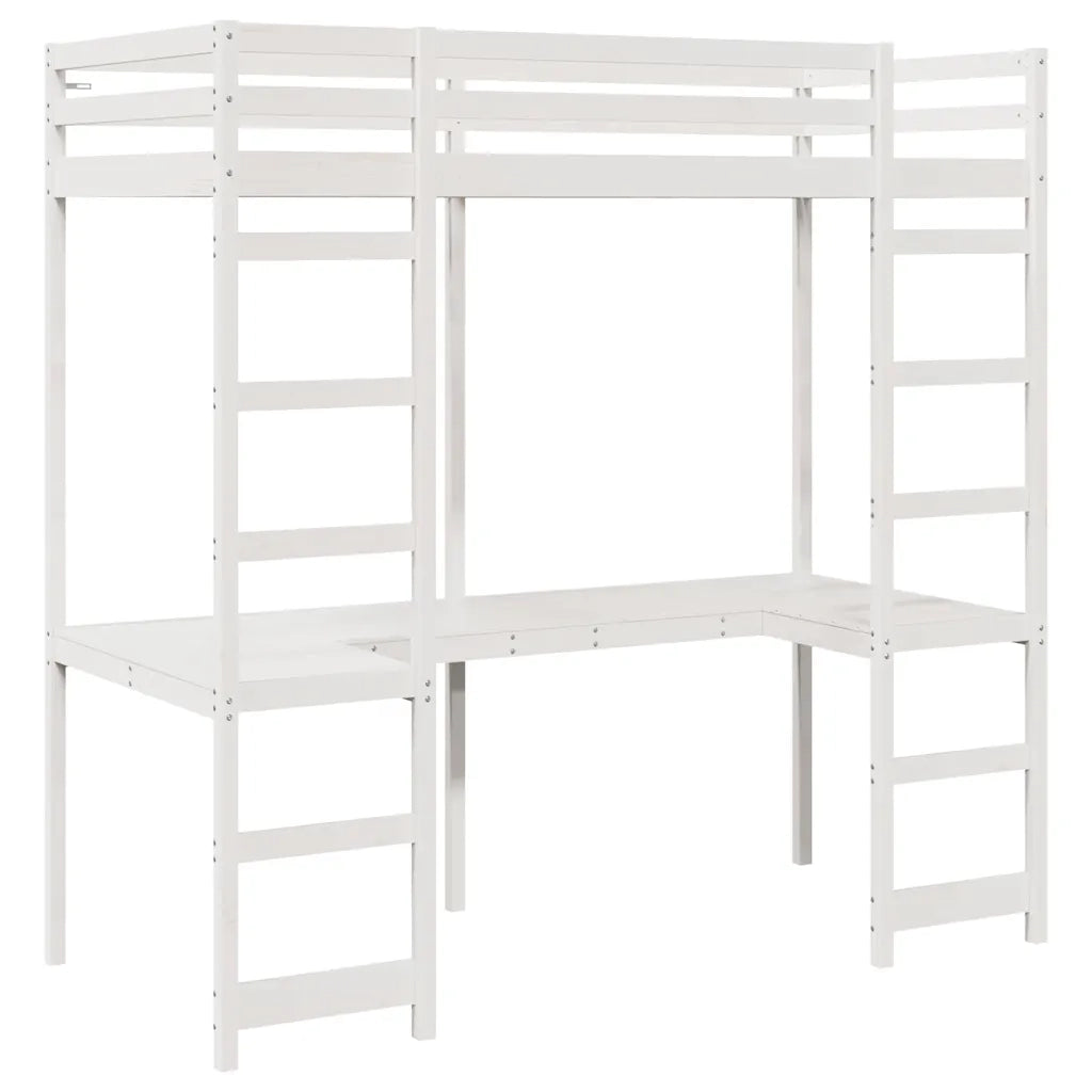 Struttura per letto soppalco Bianco 75 x 190 cm Pino massello 3414557