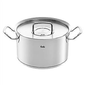Fissler 084-128-24-000-0 Original Profi Collection Pentola in acciaio inox 6.3 L 24 cm con coperchio in metallo fondo adatto a tutti i piani cottura inclusa induzione colore Argento