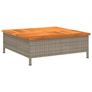 Tavolo da Giardino | Tavolino da esterno Grigio 70x70x25cm Rattan e Legno di Acacia