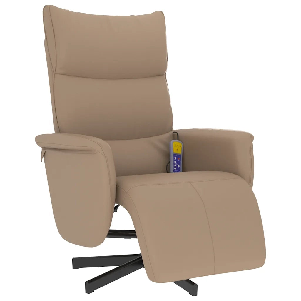 Divano Sedia-Poltrona Reclinabile Massaggi Poggiapiedi Cappuccino Similpelle 146478