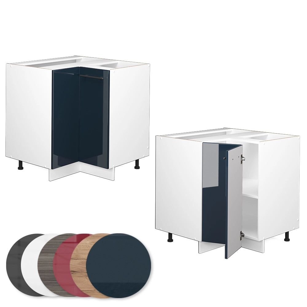 Mobile ad angolo cucina Fame-Line Blu scuro lucido/Bianco 80.5 cm senza piano di lavoro Vicco
