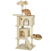 Tiragraffi per Gatti con Amaca e Tunnel ¨C Zephmum ¨C Beige 48x48x140 cm
