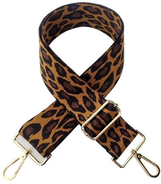 Cintura Regolabile 80-130 cm - Tasriem - Cinghia Portatile - Cinturino - Cotone - 5 cm Largo - Disegno Leopardo - Cinturino Tasca