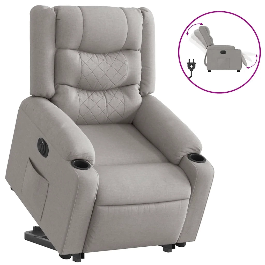 Poltrona Alzapersona Reclinabile Elettrica Grigi Nuvola Tessuto