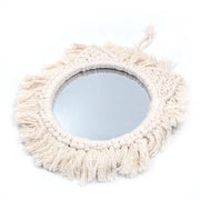 Specchio da parete in legno con frangia boho