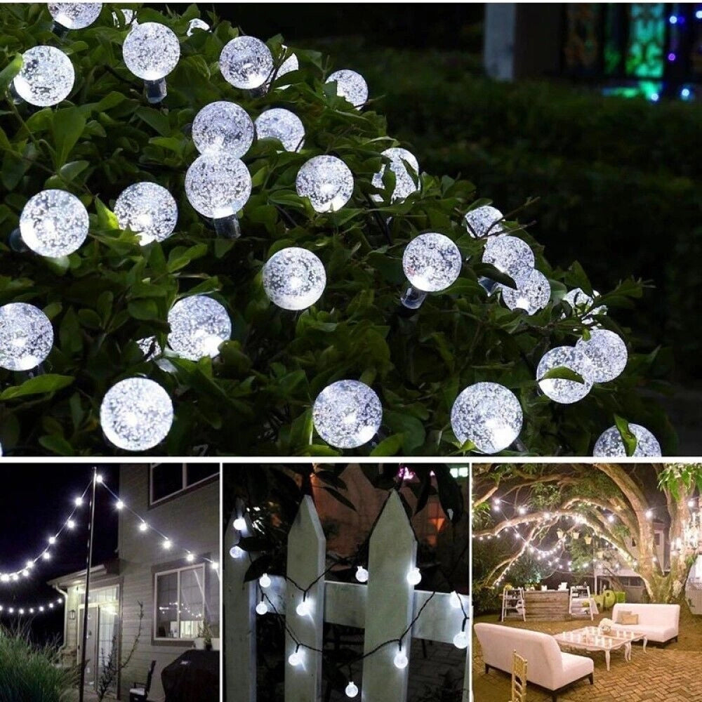Luci Di Natale Catena 60 LED TUBO ad Energia Solare 11 mt luce bianca QP11M60