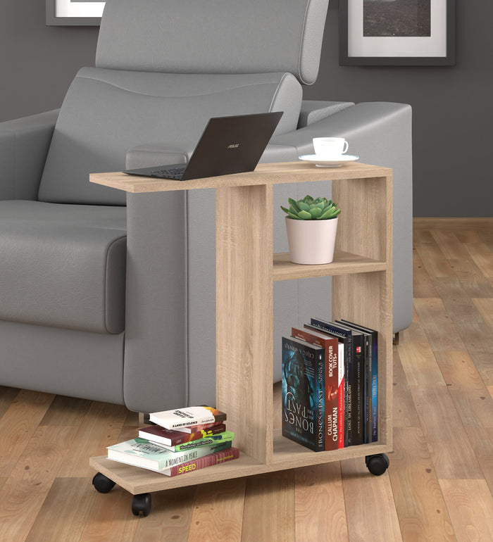 MOBILE TAVOLINO CON RUOTE PORTA PC COMODINO UFFIO CASA ROVERE 60x45x22cm TRASCO