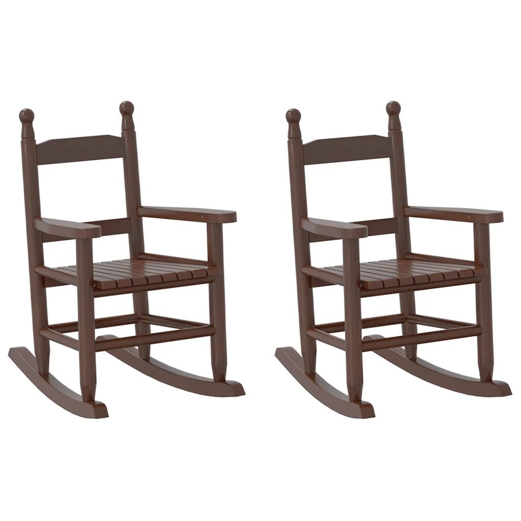 vidaXL Sedie a Dondolo per Bambini 2 pz Marrone Legno Massello Pioppo