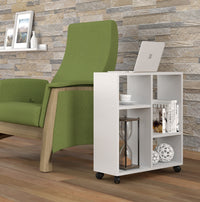 MOBILE TAVOLINO CON RUOTE PORTA PC COMODINO UFFIO CASA BIANCO OPACO 65x60x20cm TRASCO