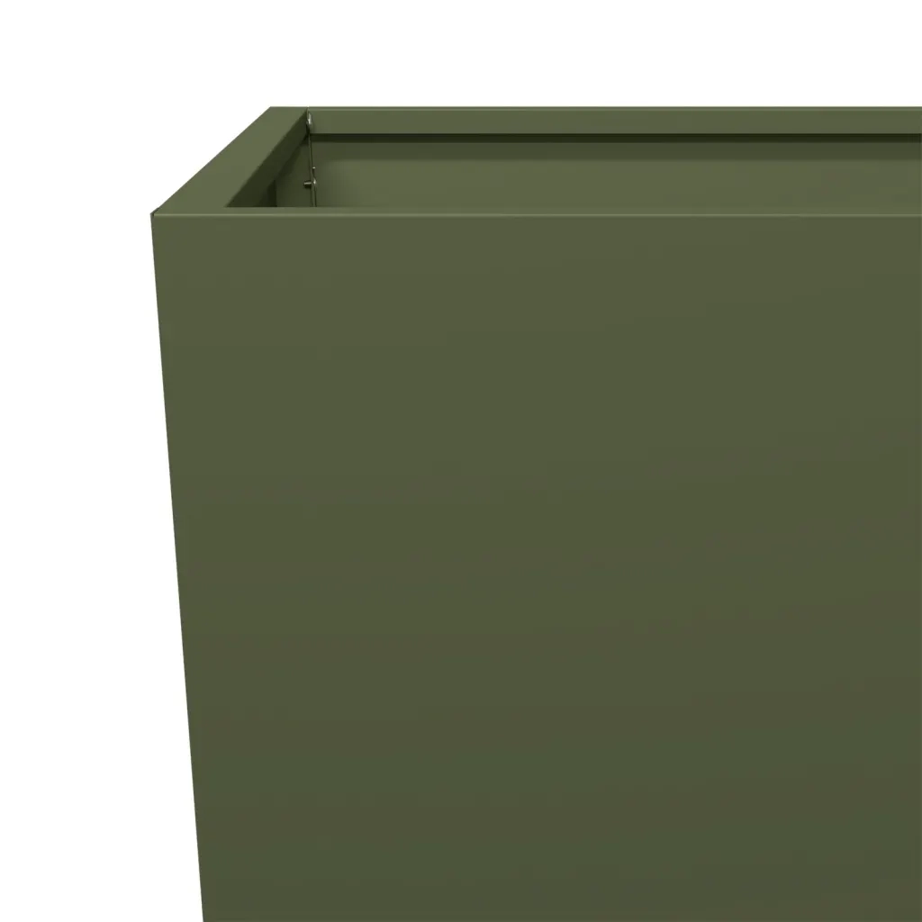 2 pz Fioriere | Cassetta per fiori | Vaso da Giardino Verde Oliva 35x35x75 cm in Acciaio