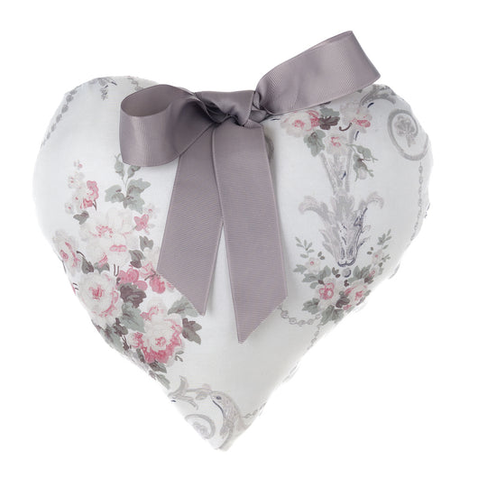 Cuscino a Forma di Cuore con Fiocco Provenzale Shabby Chic Floral Blanc Mariclò