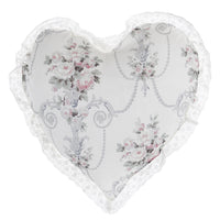 Cuscino a Forma di Cuore con Pizzo Bianco Provenzale Shabby Chic Blanc Mariclo