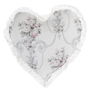 Cuscino a Forma di Cuore con Pizzo Bianco Provenzale Shabby Chic Blanc Mariclo