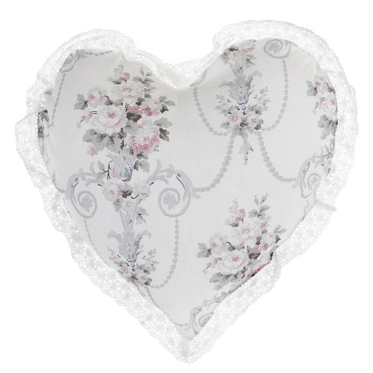 Cuscino a Forma di Cuore con Pizzo Bianco Provenzale Shabby Chic Blanc Mariclo
