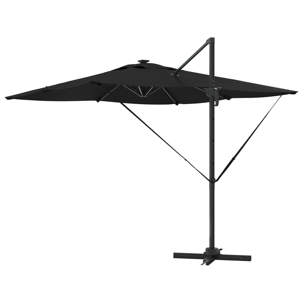 Ombrello a Sbalzo Roma con LED Nero 286x285x270 cm Alluminio