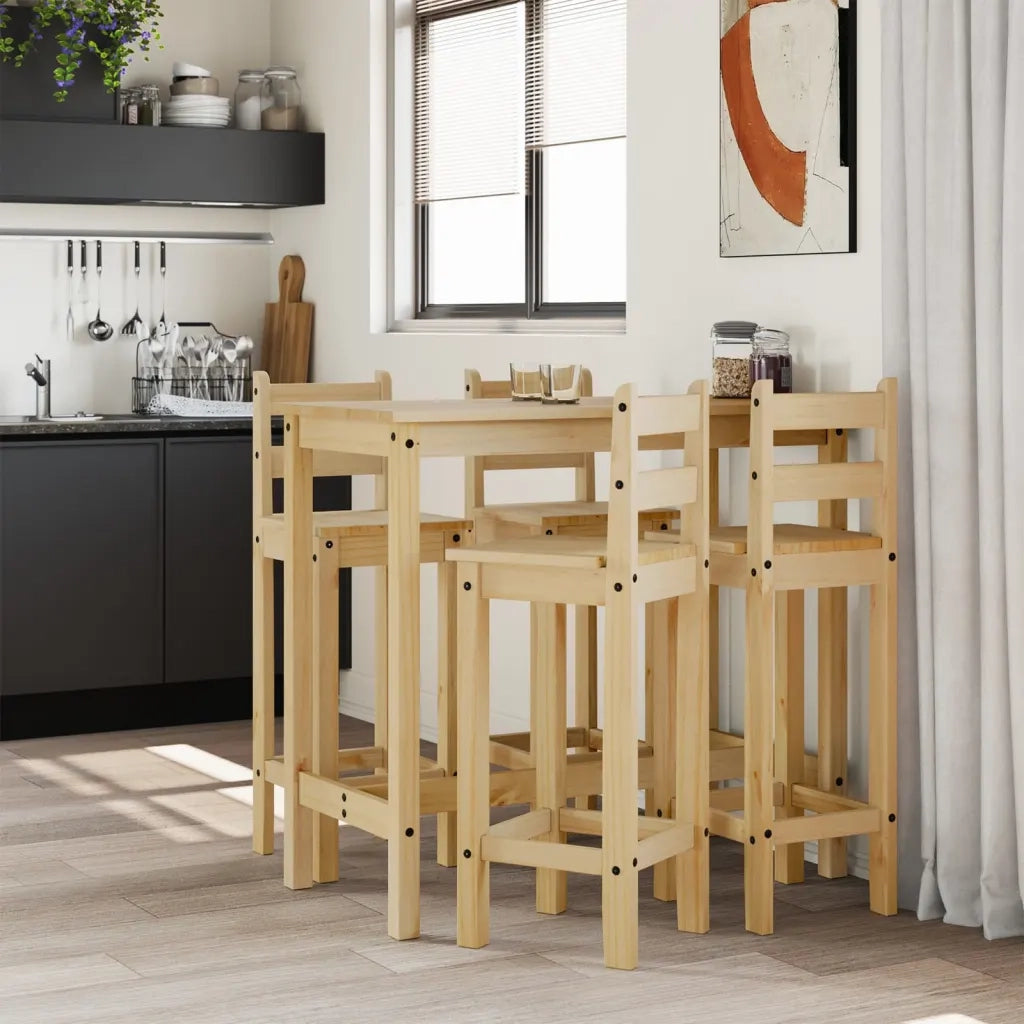 Set da Bar 5 pz in Legno Massello di Pino 3217072