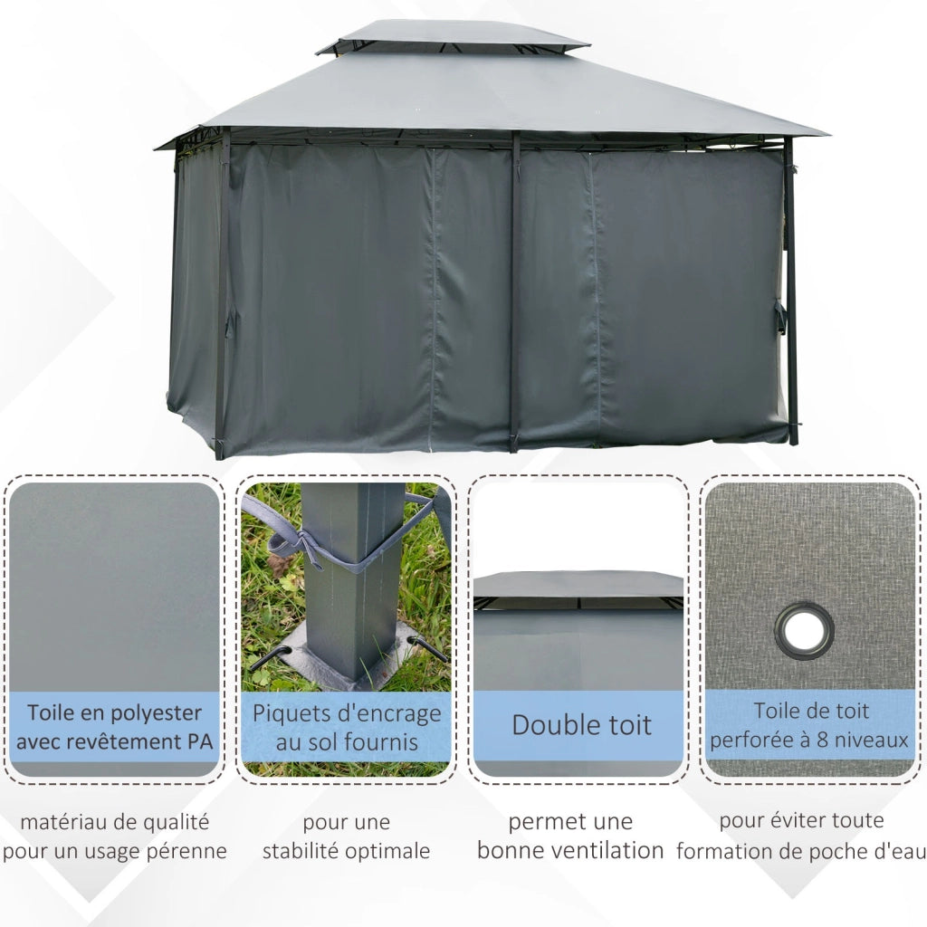 Tenda da giardino ¨C zephmum ¨C 3x4x2.8 m grigio