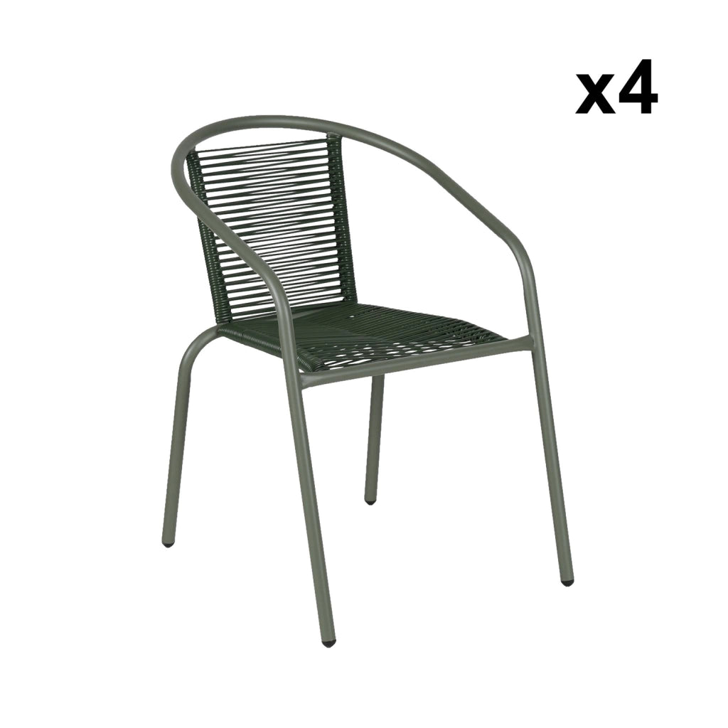 Set 4 poltrone da giardino in resina naturale, verde kaki