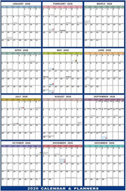 Calendario Annuale 2026 Dodici Mesi Calendario da Appendere per Casa Ufficio Scuola e Aula di Classe Pianificatore per Docente Studente e Famiglia Regalo per Natale