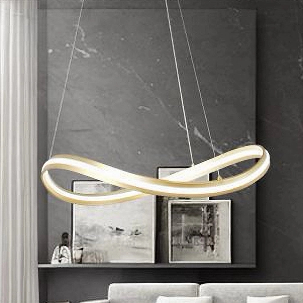Trade Shop - Lampadario Led Moderno A Fiocco 100w Lampada A Sospensione Luce 6500k 70cm Oro 33405 -